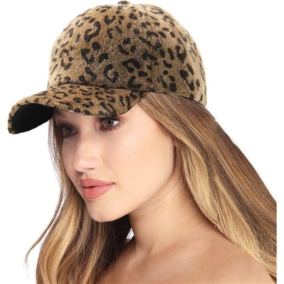 Faux Fur Baseball Cap, Warm Leopard Fleece Baseball Hats, Plush Winter Hip-Hop main image 6